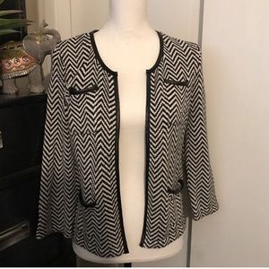 Halogen Open Cardigan with Faux Leather Trim